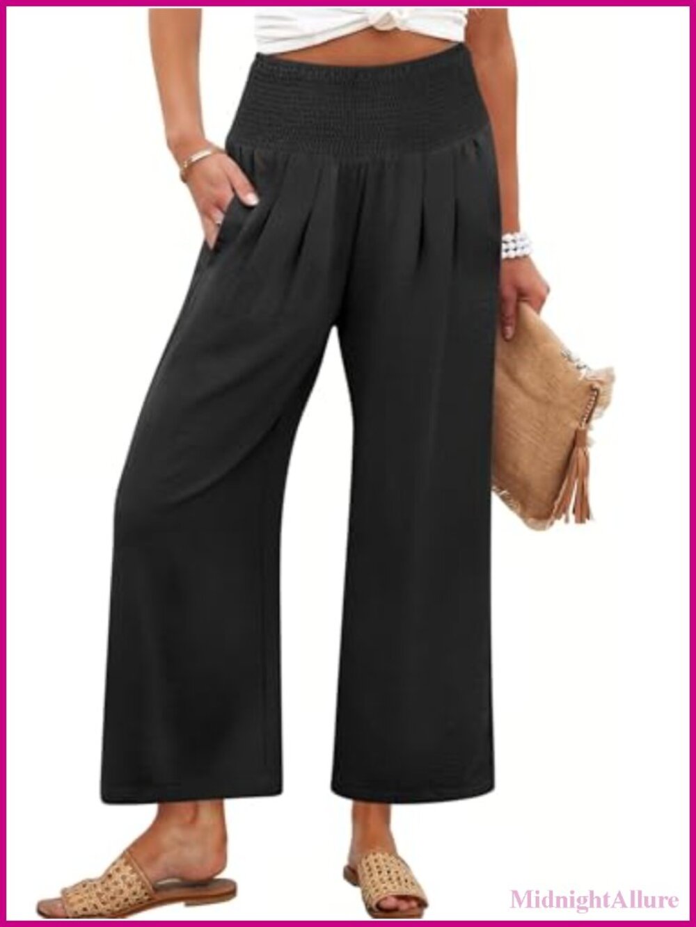 Wide Leg Palazzo Pants with Pockets High Waist Casual